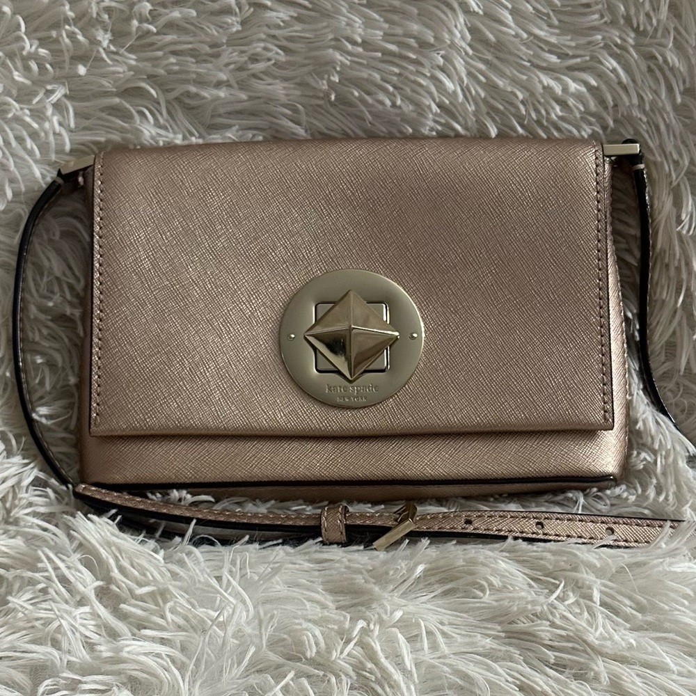 Kate Spade Sally Newbury Lane 100% Leather Crossbody Bag In Rose-gold - NWOT